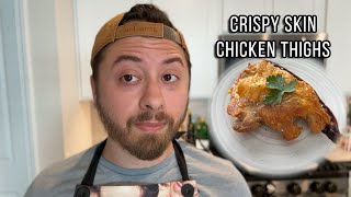 Crispy Skin Chicken Thighs Best StoveTop Cooking Method [upl. by Aekin]