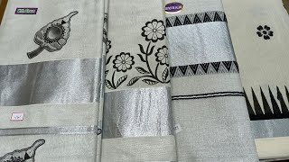 Kuthampully Set Saree in silver amp black combination [upl. by Itsirk]