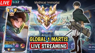 LIVE GLOBAL 1 MARTIS PUSH RANK IMMORTAL 2000 STAR  Mobile Legends [upl. by Fawcett]