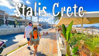 Stalis Crete walking tour 4k Greece 2023 [upl. by Annaiv98]