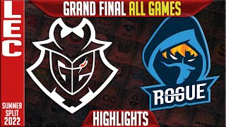 G2 vs RGE Highlights ALL GAMES  Playoffs Grand Final LEC Summer 2022  G2 Esports vs Rogue [upl. by Liahkim683]