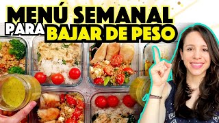 🔥 MENÚ SEMANAL para BAJAR DE PESO 🔥 cocina en 2 horas y con pocos ingredientes ✅ [upl. by Haimorej]