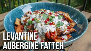 Levantine Aubergine Fatteh  Easy and quick to make delicious layered Eggplant dish [upl. by Asnerek]