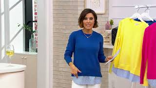 Joan Rivers Long Sleeve Sweater with Seersucker Detail on QVC [upl. by Nirrat746]