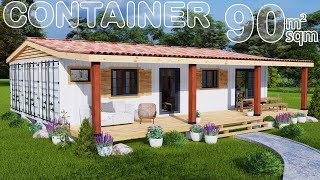 Shipping Container Home Design 90 sqm 12x75 Simple Living [upl. by Ellenig387]