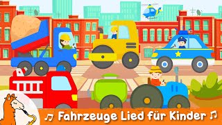 Auto Kinderlied  12 Fahrzeuge für Kinder  Kipplaster Polizei Traktor Feuerwehr Müllauto uvm [upl. by Leahpar674]