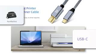 USB Type C to Type B Printer Cable 6ft with 480Mbps Fast Transmission  PrimeCables® [upl. by Africa]