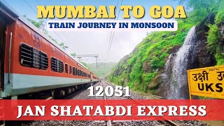 Mumbai to Goa Train Journey  12051 Jan Shatabdi Express  Monsoon Train Journey [upl. by Lohcin]