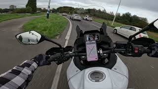 Riding the same roundabout where I crashed  Honda Transalp 750  RAW SOUND4K Onboard [upl. by Nosral]