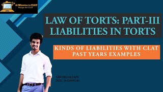 Law of Torts  PartIII  Liabilities in Torts I With past years CLAT examples I Shubham Jain [upl. by Elyagiba141]