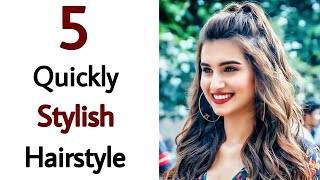 5 quick stylish and easy hairstyle with jeans top  everyday hairs style [upl. by Machutte]