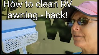 How to clean your RV Awning  HACK Use a MAGIC ERASER MOP with water  NO chemicals [upl. by Gresham]