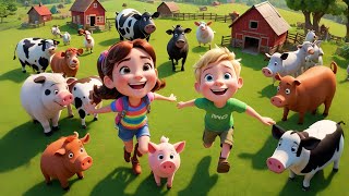 Farm Animals Song Kids Songs amp Nursery Rhymes by Little WorldA Day at the Colorful Farm [upl. by Llevart]