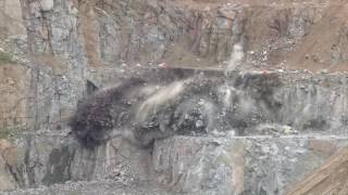 Blasting works at a quarry of Roehrig Granit [upl. by Kcuhc]