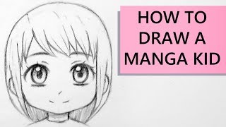 How to Draw a Manga Kid Face in Front View [upl. by Analihp]