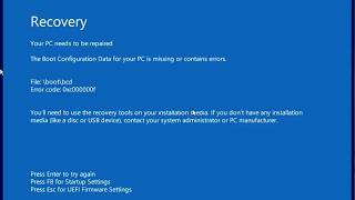The Boot Configuration Data For Your PC Is Missing Or Contains Errors [upl. by Jackson181]
