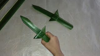 How to make coconut leaf Knife coconut leaf craft [upl. by Accebber979]