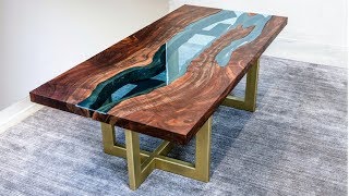 Live Edge River Table  Woodworking HowTo [upl. by Ahsenahs]