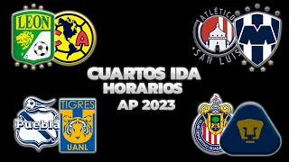 HORARIOS CANALES Y FECHAS DONDE VER LOS CUARTOS DE FINAL IDA  LIGA MX APERTURA 2023 [upl. by Caldeira]