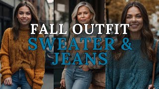 Cozy Knit Sweater amp Jeans Combo The Perfect Fall Outfit  2024 Fall Fashion Trends [upl. by Eserrehs822]