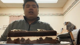 Costcos tuxedo chocolate mousse cake mukbang Ill be speaking in tagalog [upl. by Chloris485]