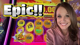 MASSIVE Winning Session on All Aboard Slot Machines Las Vegas Casino [upl. by Ayanat]