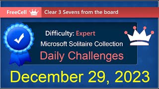 Microsoft Solitaire Collection FreeCell  Expert  December 29 2023 [upl. by Hpsoj]