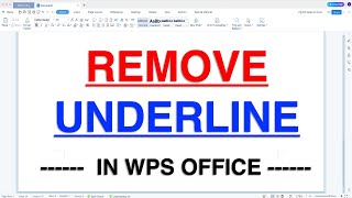 How To Remove Underline In WPS Office [upl. by Niamjneb]