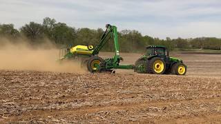 Birkey Farms John Deere 8310R1770NT Planting Beans near Buda IL [upl. by Selassie]