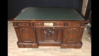 Resolute Desk  Mahogany Desk for President Trump in the White House [upl. by Haiel]