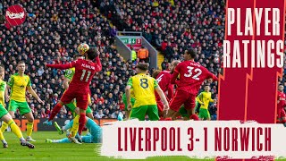 SALAH MOTM  Liverpool 31 Norwich  Player Ratings [upl. by Nerradal604]