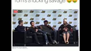 Tom HollandSpiderman roast Anthony Mackie Falcon during interview shorts short [upl. by Olegna]