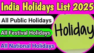 India holidays list 2025 [upl. by Yras738]