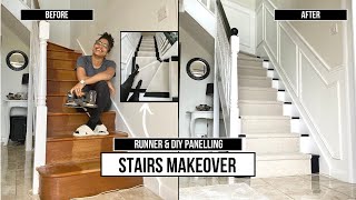 STAIRCASE MAKEOVER with DIY PANELLING  Stair Runner  Shade Shannon [upl. by Adriana914]