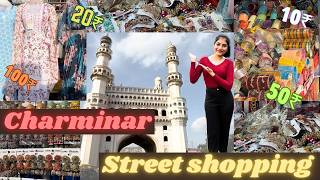 Charminar street shopping  Hyderabad best street shopping  all items in one place in Hyderabad [upl. by Amalia]