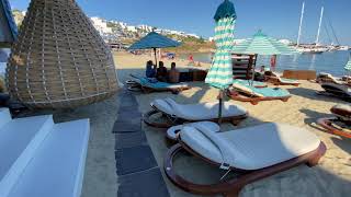 Mykonos Observing tour of Nammos Village Nammos Beach Club and Psarou Beach [upl. by Voltz]