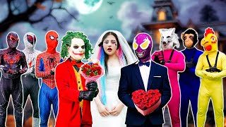 What If ALL COLOR SPIDERMAN In 1 House SpiderMan Help JOKER Rescue the BRIDE Is Kidnapped [upl. by Hasheem]