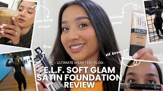 elf softglam foundation ULTIMATE wear test 100° weather gym softball game  iced latte recipe [upl. by Kronick]