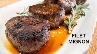 HOW TO Pan Sear a Buttery Tender FILET MIGNON with BONUS PAN GRAVY [upl. by Acirederf]