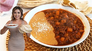 My GoTo Meal under 30 Minutes PICADILLO CON CHILE COLORADO and FLOUR TORTILLAS [upl. by Lahpos]