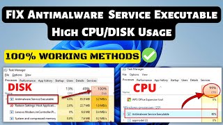 FIX Antimalware Service Executable High CPU RAM amp DISK USAGE On Windows 1110 [upl. by Bellina246]