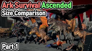 Ark Survival Ascended Monsters Size Comparison Part 1 [upl. by Esyle]