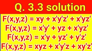 Q 33 Simplify following Boolean expressions using threevariable maps a xy  xyz  xyz [upl. by Htebaras663]