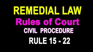 Audio Codal Rules on Civil Procedure of the Philippines  RULE 15 to 22 audiocodal realhumanvoice [upl. by Bixler66]