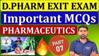 PHARMACEUTICS MCQs Part7 EXIT EXAM MCQ QUESTIONS  DPHARM EXIT EXAM exitexamquestions exitexam [upl. by Mada]