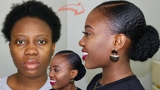 SHE DID IT AGAIN Sleek Faux Bun on Short 4C Natural Hair Tutorial [upl. by Eniffit]