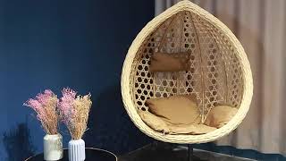 Modern Rattan Hanging Egg Chair With Stand Patio Swings Rocking Basket [upl. by Farwell]