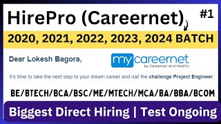 HirePro Careernet Biggest Direct Hiring  Test Ongoing  Live Challenge 2020 2021 2022 202324 [upl. by Millard]