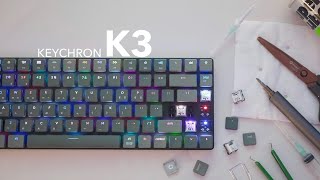 Keychron K3 Mods amp Typing Sounds Low Profile Optical White Switches [upl. by Alesig477]