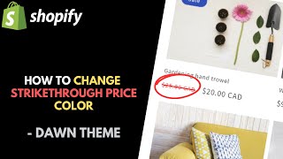 Shopify Dawn Theme How to Change the Color of Strikethrough Price [upl. by Kakalina]